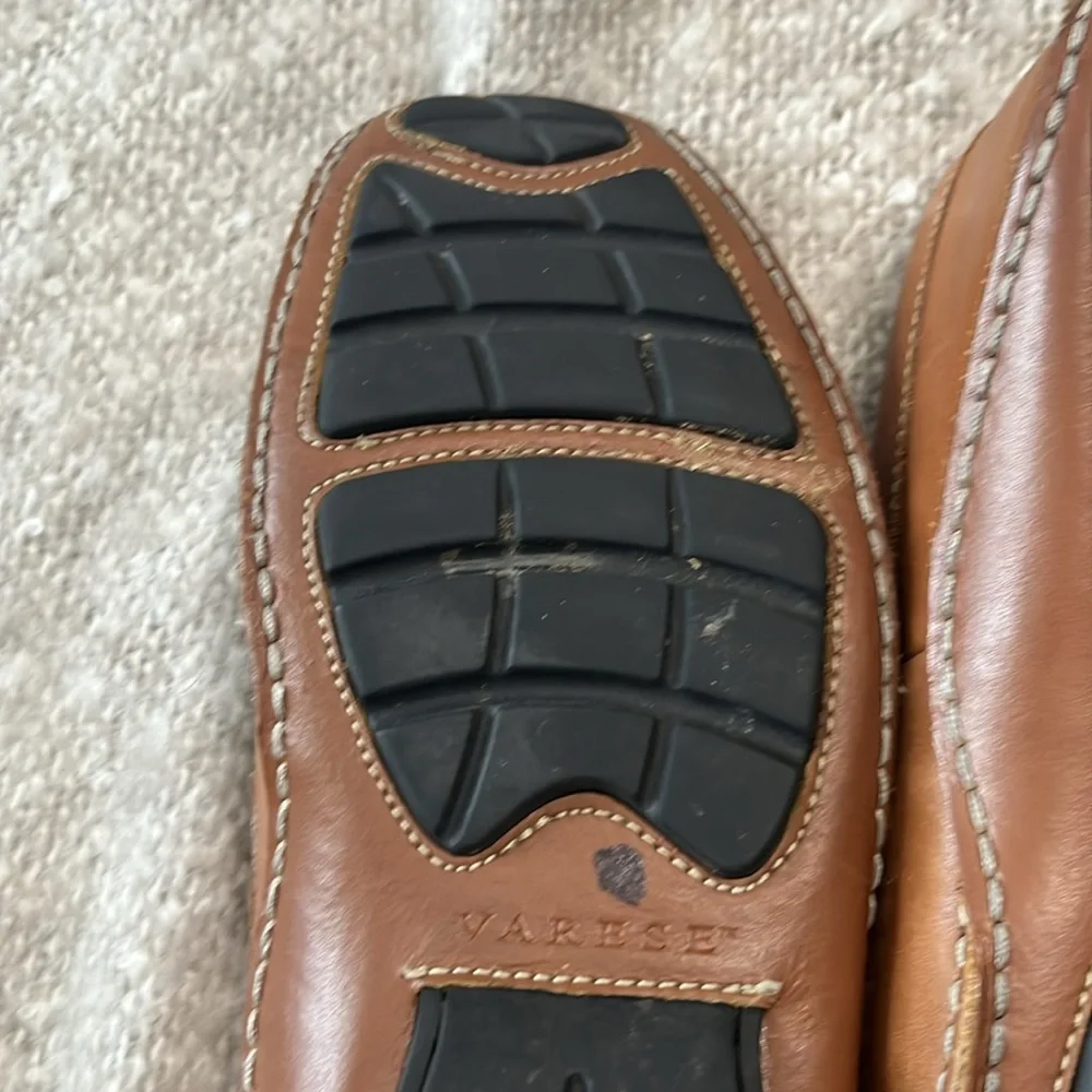Varese Casual Max Brown Leather‎ Slip on Loafers Driving Shoes Size 10